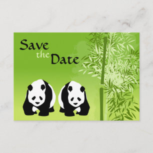 Invitation Panda Bears et mariage en bambou Enregistrer la da