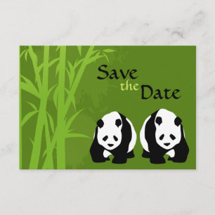 Invitation Panda Bears et mariage en bambou Enregistrer la da
