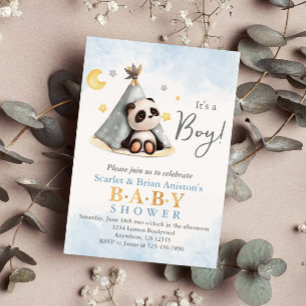 Invitation Panda Boho mignonne dans le Baby shower de tente