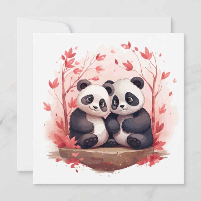 Invitation Panda couple si heureux ensemble  (Devant)