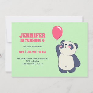 Invitation Panda Cute Avec Anniversaire de enfant De Cartoon