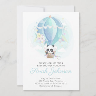 Invitation Panda dans le Baby shower de ballon à air chaud