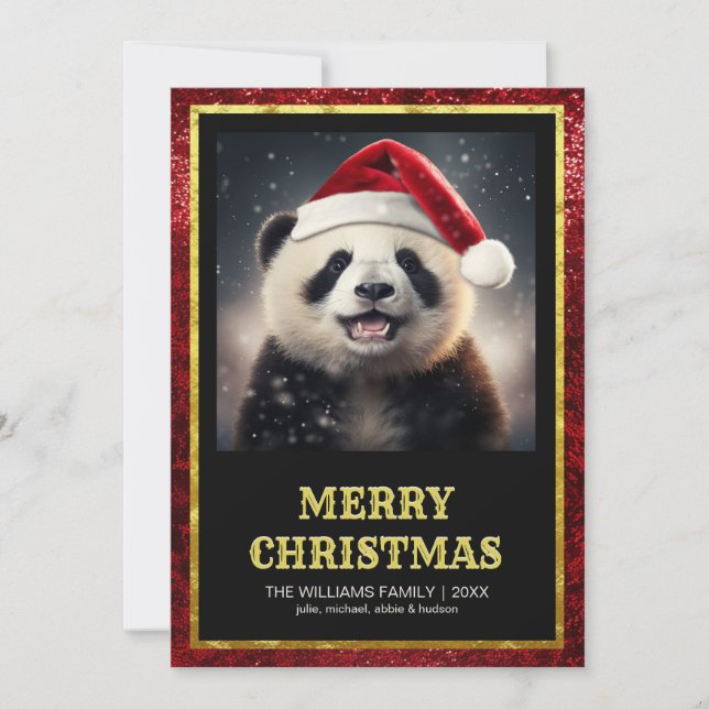 Invitation Panda de Noël (Devant)