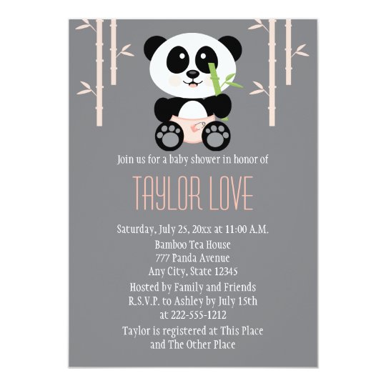 Invitation Panda En Bambou Rose Dans Le Baby Shower De Zazzle Fr