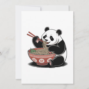 Invitation Panda manger Ramen japonais Retro Ukiyo-e Style