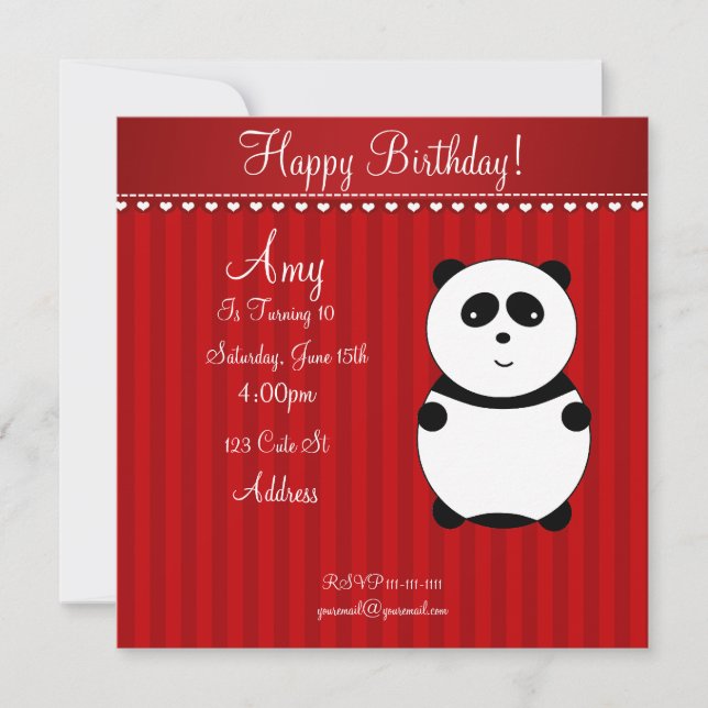Invitation panda mignon (Devant)