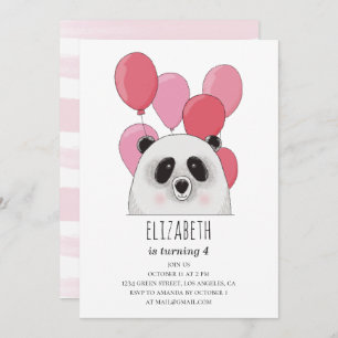 Invitation Panda mignonne. Animal drôle. Parti anniversaire d