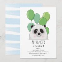 Panda mignonne. Fête d'anniversaire de garçon bleu