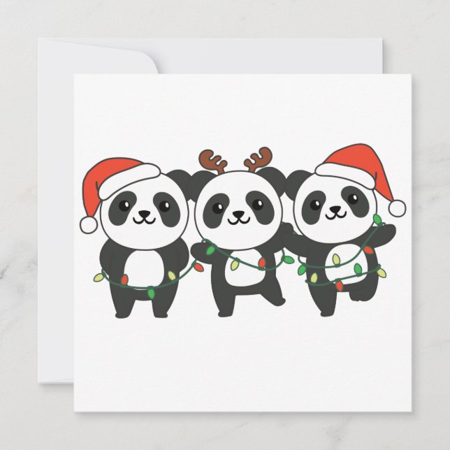 Invitation Panda Noël Noël Animaux Mignons Pandas Invi (Devant)
