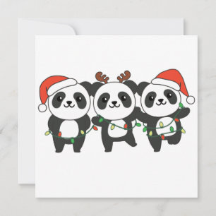 Invitation Panda Noël Noël Animaux Mignons Pandas Invi