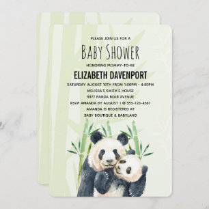 Invitation Panda Pair mignonne en Baby shower d'aquarelle Bam