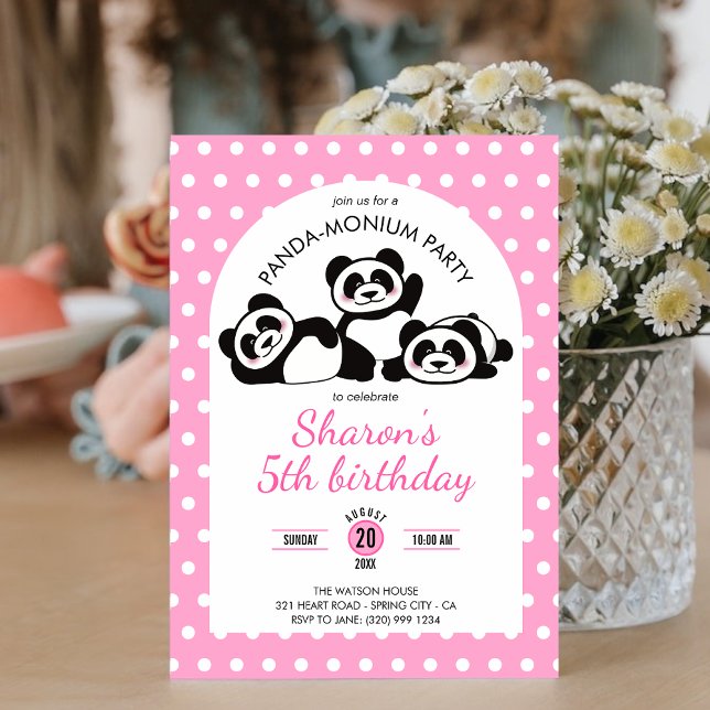 Invitation Panda Polka Dot Anniversaire (Créateur téléchargé)