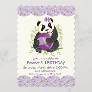 Invitation Panda pour bébé personnalisées jouant à l'annivers