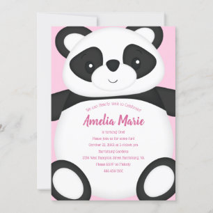 Invitation Panda Rose Bear fête d'anniversaire