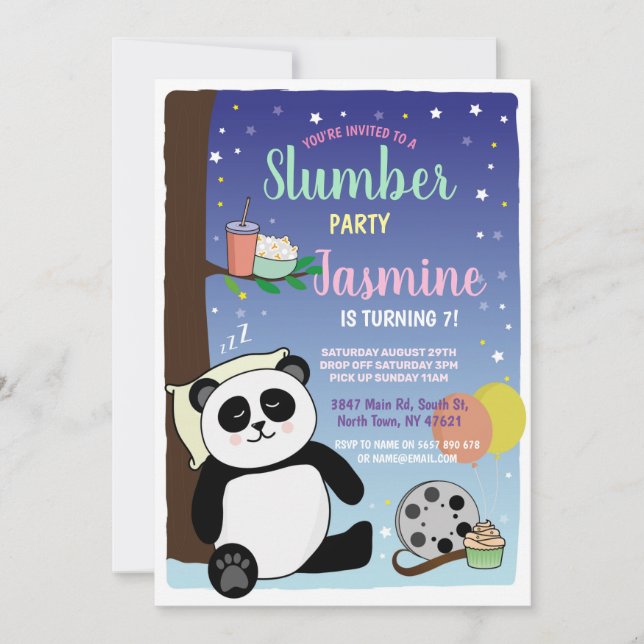 Invitation Panda Swood Party Anniversaire Films Turquoises Po (Devant)