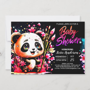Invitation Panda Wonderland Sweet Rose Girl Baby shower