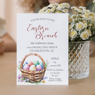 Invitation Panier Avec oeufs et Brunch de Pâques