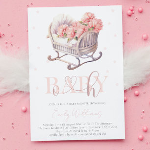 Invitation Panier bébé baby shower pastel