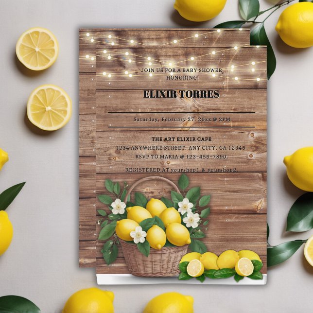 Invitation Panier de citron rustique Baby shower moderne (Créateur téléchargé)