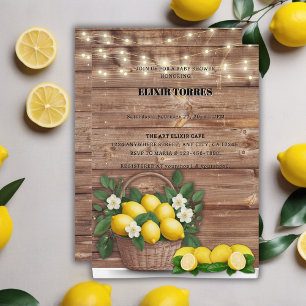 Invitation Panier de citron rustique Baby shower moderne