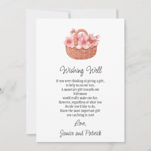 Invitation Panier de fleurs de cerisier Babymoon Wishing Well (Devant)
