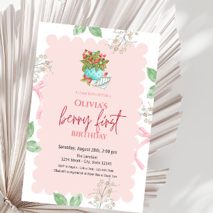 Invitation Panier de fraises à l'aquarelle 1er anniversaire