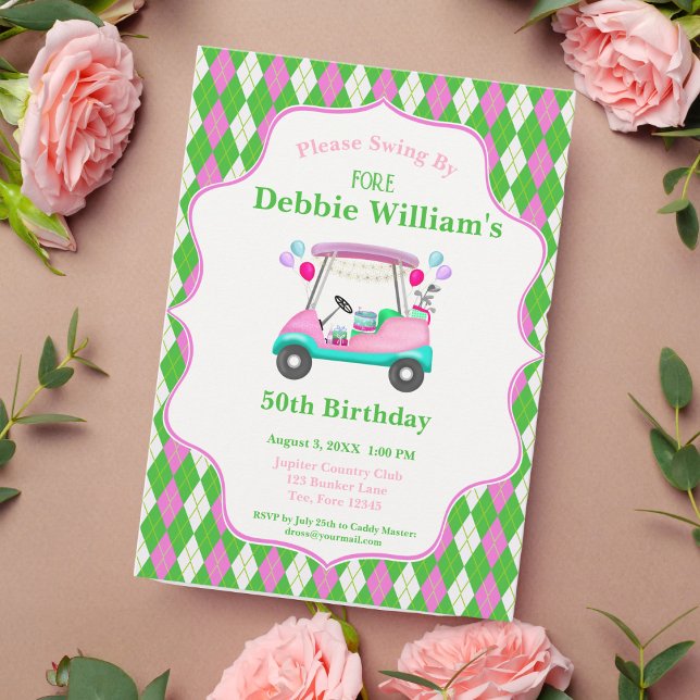Invitation Panier de golf élégant prêt pour l'anniversaire d' (Créateur téléchargé)