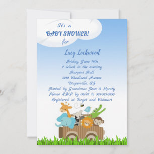 Invitation Panier de la Jungle Baby Baby Boy Shower Invitatio