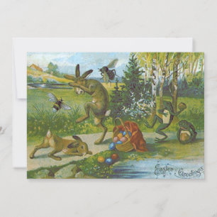 Invitation Panier de lapin de Pâques Œuf coloré Grenouille