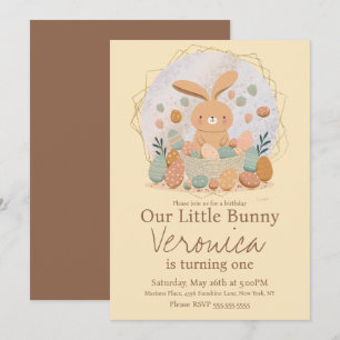 Invitation Panier de Pâques Bunny aquarelle Œufs Fête d'anniv
