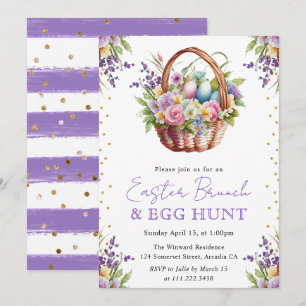 Invitation Panier de Pâques Fleurs de Printemps à l'aquarelle