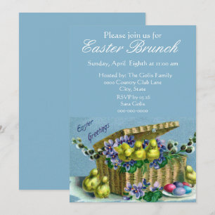 Invitation Panier de Pâques vintage Brunch familial