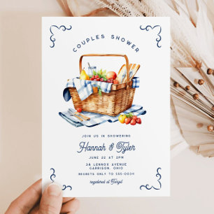 Invitation Panier de pique-nique Marine Blue Couples Fête des