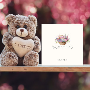 Invitation Panier floral minimaliste Cute Valentine