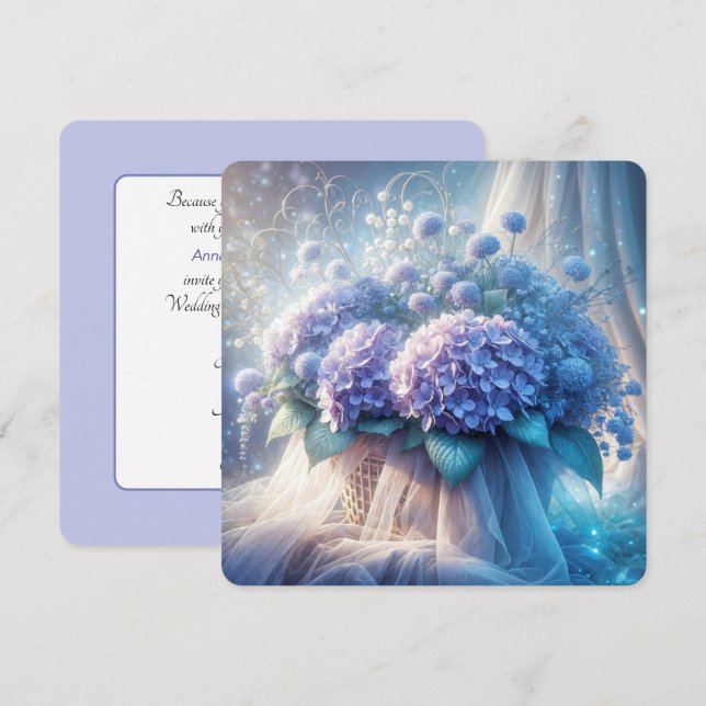 Invitation Panier Hydrangea Pour Renouvellement De Vow Mariag (Devant / Derrière)