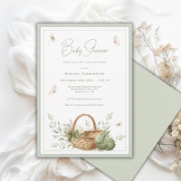 Panier rustique élégant Baby Shower de verdure