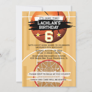 Invitation Paniers de Basketball C'est l'heure du jeu Anniver