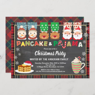 Invitation Paniers de Noël et pyjamas fête rouge plaid