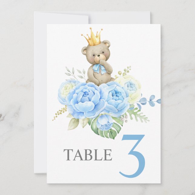 Invitation  Panneau baby shower Boy Teddy BearTable (Devant)