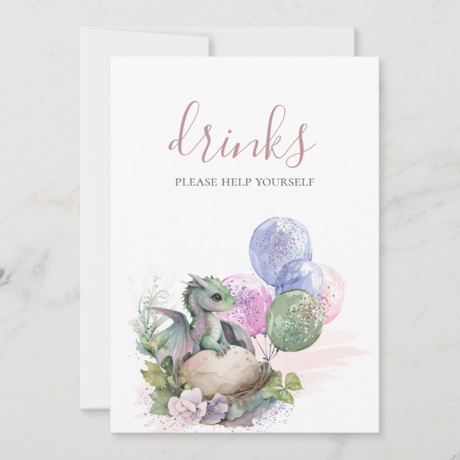 Invitation Panneau Boissons de Baby shower Little Dragon (Devant)