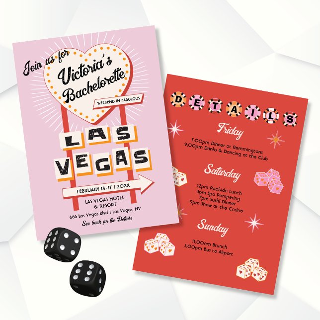 Invitation Panneau cardiaque Las Vegas Bachelorette Weekend (Créateur téléchargé)