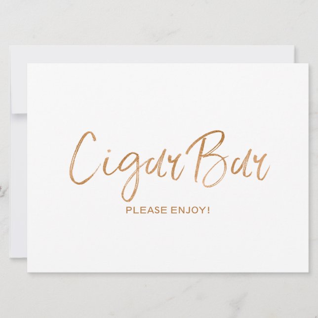 Invitation Panneau "Cigar Bar" pour mariage | Rose doré éléga (Devant)