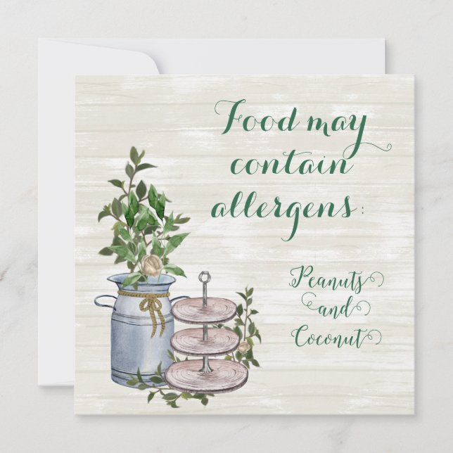 Invitation Panneau d'allergène alimentaire pour thé de ferme (Devant)