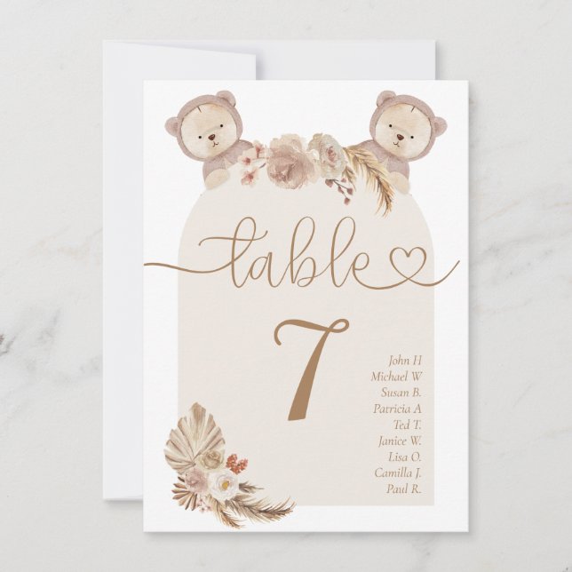 Invitation Panneau de Baby shower Twin Bears (Devant)