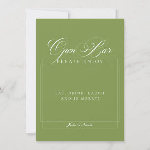 Invitation Panneau de bar de mariage à calligraphie en ivoire