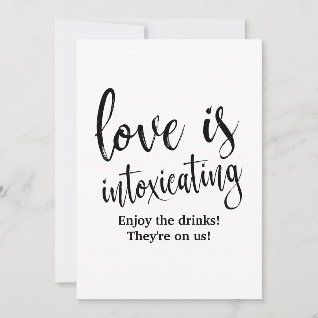 Invitation Panneau de bar de mariage abordable « L'amour est  (Devant)