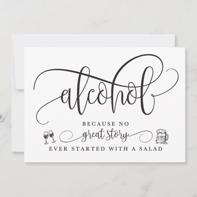 Invitation Panneau de bar de mariage avec alcool (Devant)