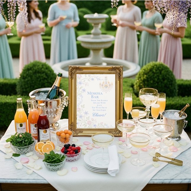 Invitation Panneau de bar Mimosa Floral Régence (Regency Floral Mimosa Bar Sign)