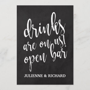 Invitation Panneau de bar ouvert de mariage à craie abordable