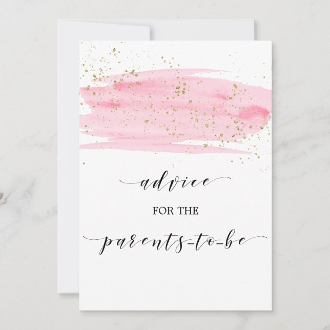 Invitation Panneau de conseils en aquarelle rose et or (Devant)
